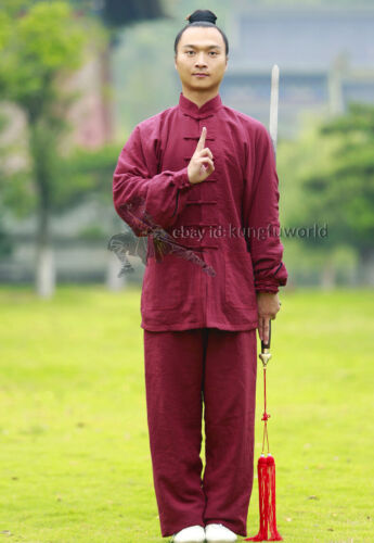Winter Tai Chi Anzug Wudang Taoist Robe Kung Fu Wing Chun Uniformen Leinen Samt - Bild 3 von 9
