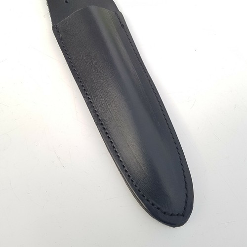 Bushcraft Survival Outdoor Pelle Nera Fodera Applegate Fairbairn Pugnale 29 cm - Foto 3 di 8
