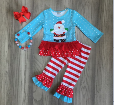 NEW Boutique Santa Claus Ruffle Tunic Dress & Leggings Girls Christmas  Outfit | eBay