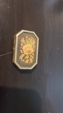 Caja de pastillas de lata de perfume sólido inolvidable vintage Avon rosas negras punta de aguja