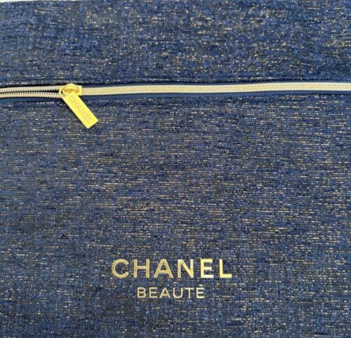 CHANEL Beauty Denim Pouch Chanel mark 7.8 × 7.7" NEW with Box - Picture 4 of 9