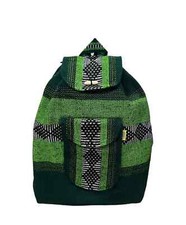 BACKPACK , HIPPIE GEAR , MEXICAN MADE , AUTHENTIC PINZON , GREEN MIX