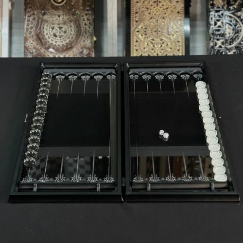 Glass Backgammon Classic Design Full Backgammon Board Chips Dice Nardy Set - Picture 3 of 8