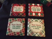 NEW DEAR SANTA COASTER set of 4 HOME ESSENTIALS Winterberrie Lane NWT