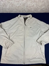 Nike Windbreaker Jacket Tan Full Zipper Swoosh Men's XXL Pockets Mesh Lined