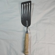 Vintage Offset Stainless Steel Spatula Wood Handle Kitchen Tool 12" Length
