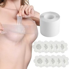 Transparent Breast Lift Tape and 10 Pcs Lace Petal Backless Nipple Cover Set,Fas