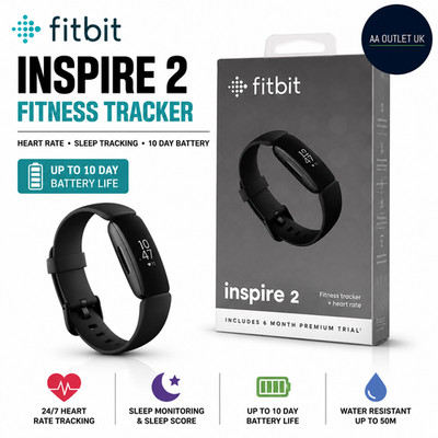 Fitbit Inspire 2 Fitnesstracker Herzfrequenz Schlaf 10 Tage Akku Schwarz Premium