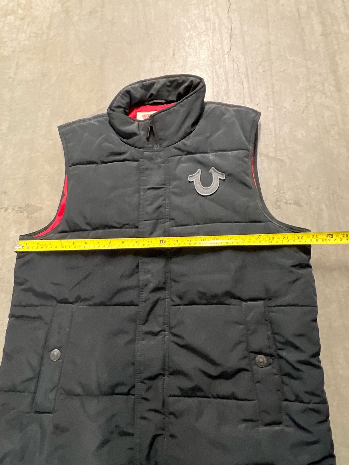True Religion Men's XL Black Puffer Vest - Stylish & Warm Outerwear image 3
