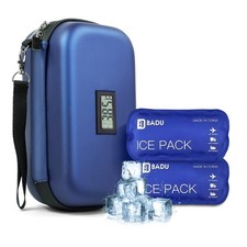 Insulin Cooler Travel Case 2 180g Ice Packs Fahrenheit Temp Display - TSA