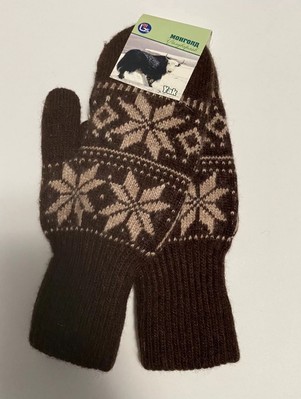 Women s Yak Wool Blend Mittens Stretch Brown Taupe Size M Mongolia NWT