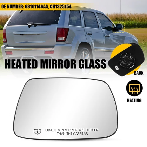Rear View Heated Mirror Glass Right Passenger For 2005-2010 Jeep Cherokee Grand
