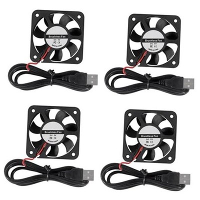 50mm Fan 5V USB Brushless DC Cooling Fan, 4 Pack Speed 4200 4PCS 5V USB(5010)