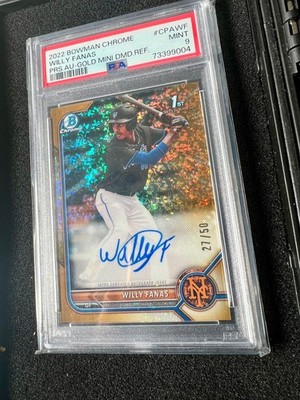 2022 Bowman Chrome Willy Fanas 1st Bowman Prospect Auto Gold Mini-Diamond 