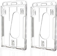 Teskyer Hard Plastic ID Badge Holder, Vertical, 2 Pack
