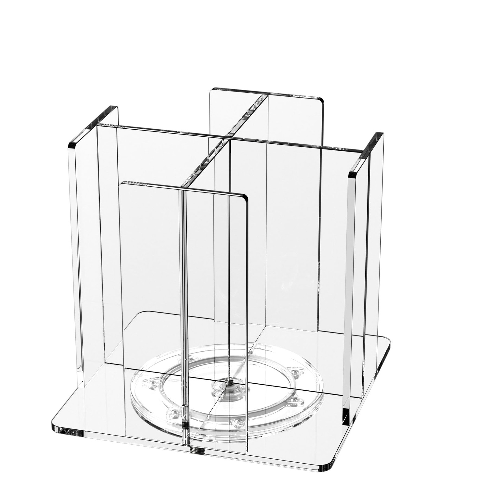 Cup and Lid Holder, 4 Compartment, Square | Rotating Coffee Cup Dispenser Lid...