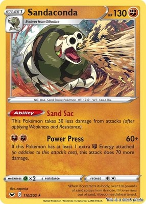 Pokemon | Sandaconda (110) [SWSH01 - 110/202] Reverse Holofoil NM