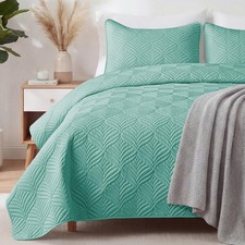 Quilt Set Full/Queen Size, 3-Piece Soft Lightweight Modern Geometric Queen Quilt