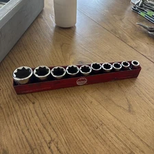 MAC 1/2" drive double square sockets- SAE SET 3/8 - 1” Huge Set With Rail