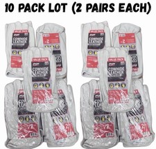 LOT OF 20 Gloves - Large Grain Cowhide Water Resistant Leather Work Glove 2-Pack