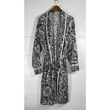 Vintage Lilly Pulitzer Mens Stuff Palm Beach Black White Floral Cotton Robe 60s