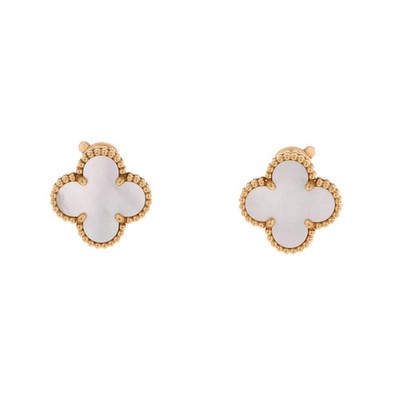 Van Cleef & Arpels Vintage Alhambra Earrings 18K Yellow Gold and Mother of Pearl