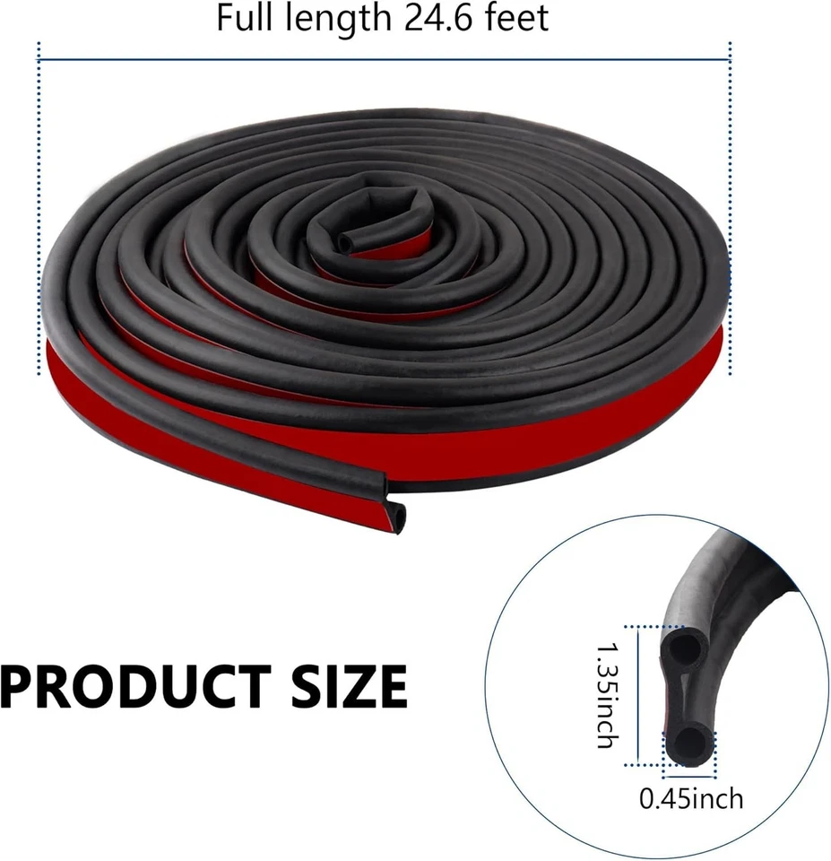 Universal 24.6Ft Car Pickup Truck Bed Tailgate Weatherstrip Seal Strip Cover Foto 3 de 4