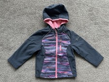 Girls 4T Free Country Softshell Zip-up Fleece Lined Jacket Pink Gray