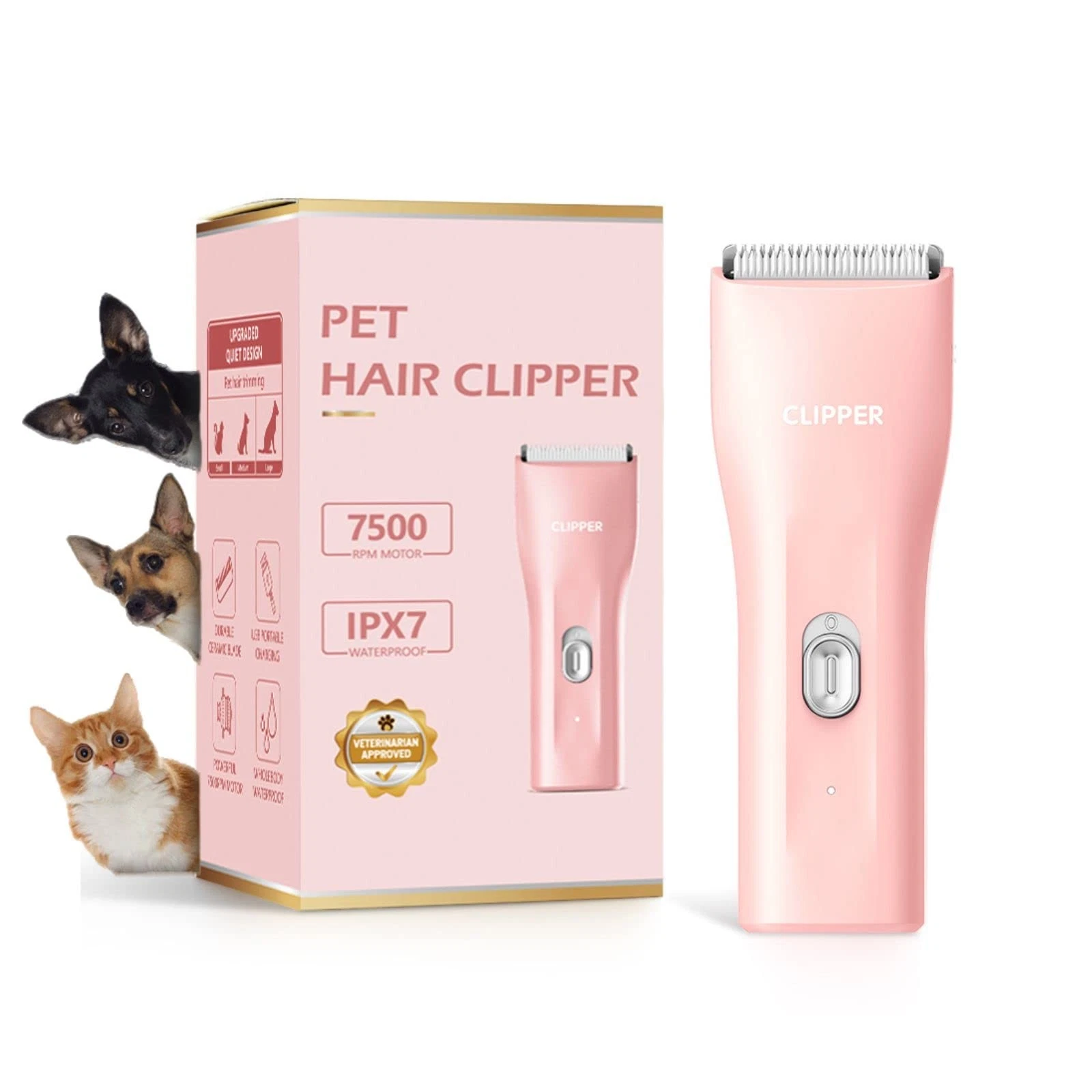 Dog Grooming Kit Clipper for Thick Coat Low Noise Cordless Cat Hair Trimmer R...