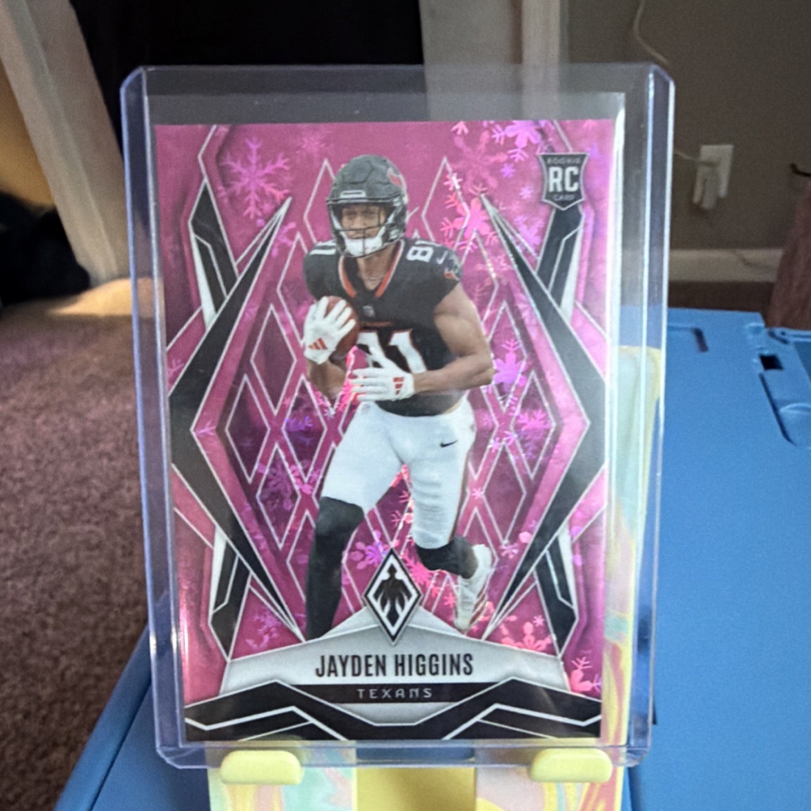 2025 Panini Phoenix Jayden Higgins Texans Pink Winter Rookie #180 /299