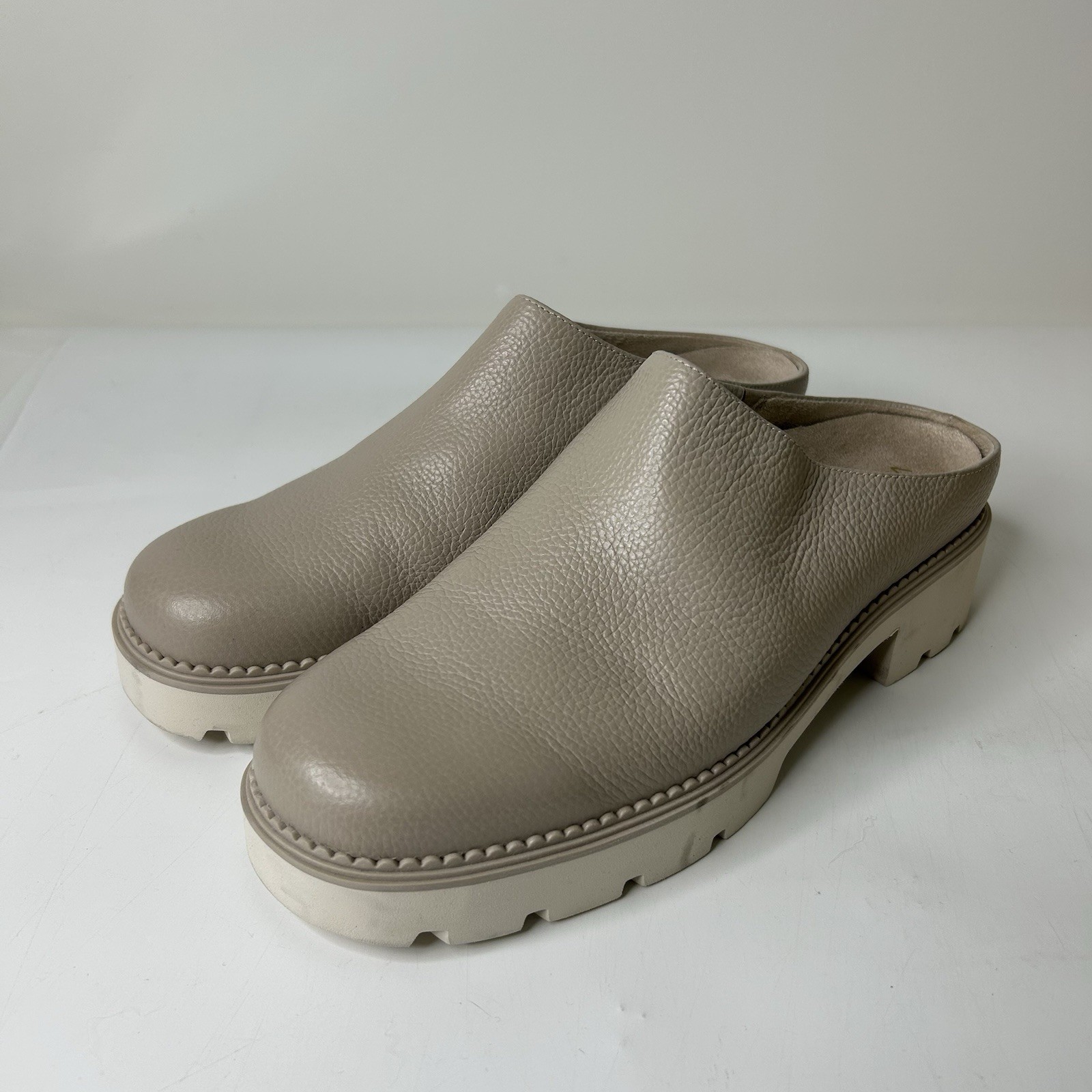 SAOLA Zoccoli mules Vionic Fairfax in pelle suola a strappo da donna taglia 11 scarpe slip on beige