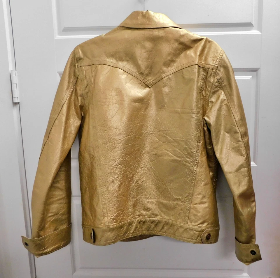 Винтажный Earl Jean золото кожаная куртка размер женщин M - Изображение 3 из 4