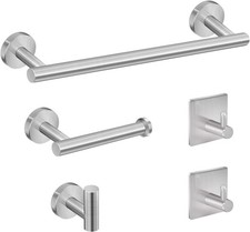 5-Pieces Bathroom Hardware Set Brushed Nickel SUS304 Stainless Steel Round Wall
