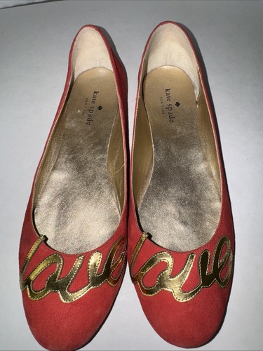 Kate Spade Wildleder Julip Love Ballerina flach 9,5 M Schuhe rot ohne Karton - Bild 2 von 7