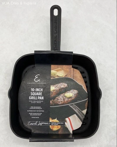 New Emeril Lagasse 10 Inch Square Grill Pan Cast Iron