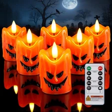 Homemory Orange Remote Control Flameless Candles, Black (Real Wax+Remote) 