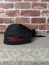 Harley Davidson Y2K Biker Skull Cap Hat Black Embroidered OSFA Made in USA