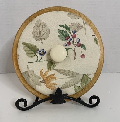 Fabric covered Wood lid knob for  Longaberger Small Fruit Botanical Fields READ