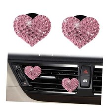 2 PCS Car Vent Clips, Bling Heart-Shaped Auto Air Conditioning Freshener Pink