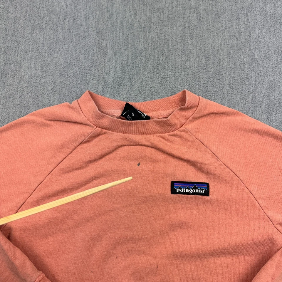 Patagonia Sweatshirt KIDS XS Orange Crew Neck Organic Cotton Fleece Pullover - Image 2 of 4