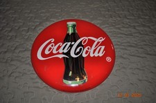 Vintage Original 12&rdquo; Classic Coca-Cola Coke Round Button Metal Sign 1990