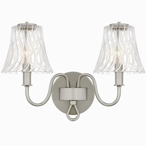 Quoizel McKinney 2Light Bath Light, Brushed Nickel/Clear Swirl Glass - MCK8615BN - Picture 1 of 1