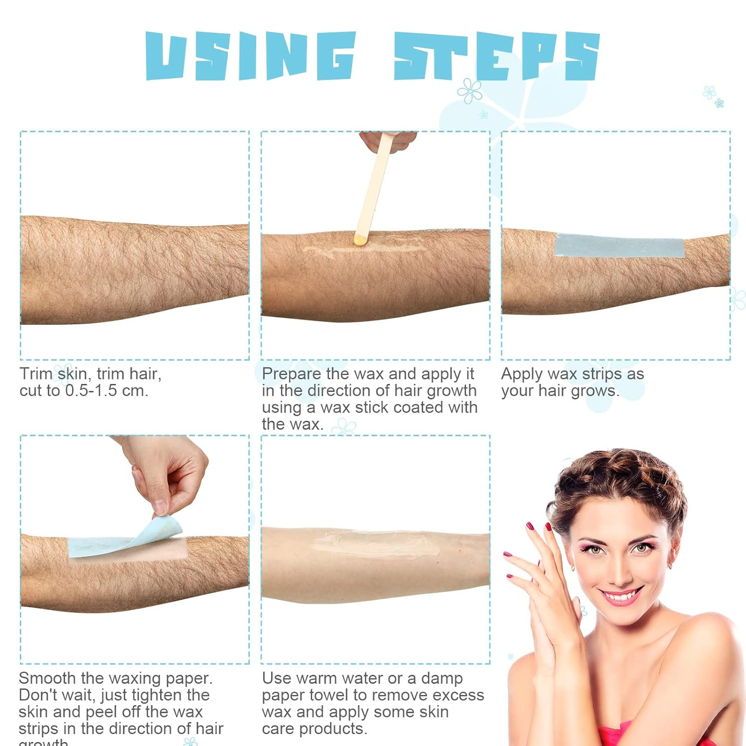 400 Pack Non-Woven Wax Paper Strips for Facial Leg Chest Body Hair Removal