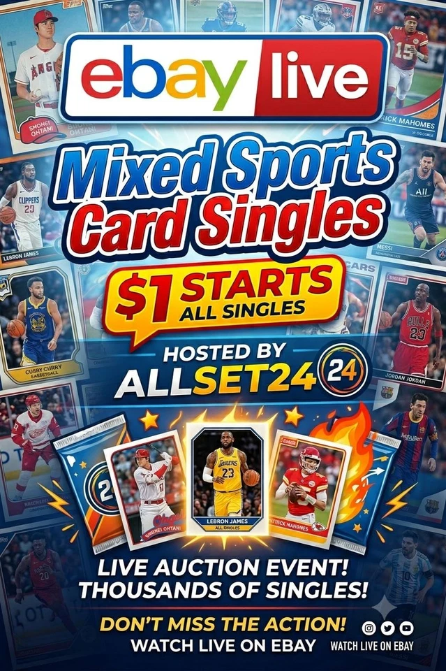 Mixed Sports Singles - $1 Starts w/Allset24 - Reduced Shipping
