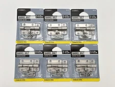(6 pk) NEW Everbilt 2-1/2" Stainless Steel Barrel Bolt Latch Gate Door w/ Screw