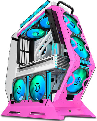 PC Case C570 ATX Mid Tower Tempered Glass Gaming Computer Open Frame Case with 7