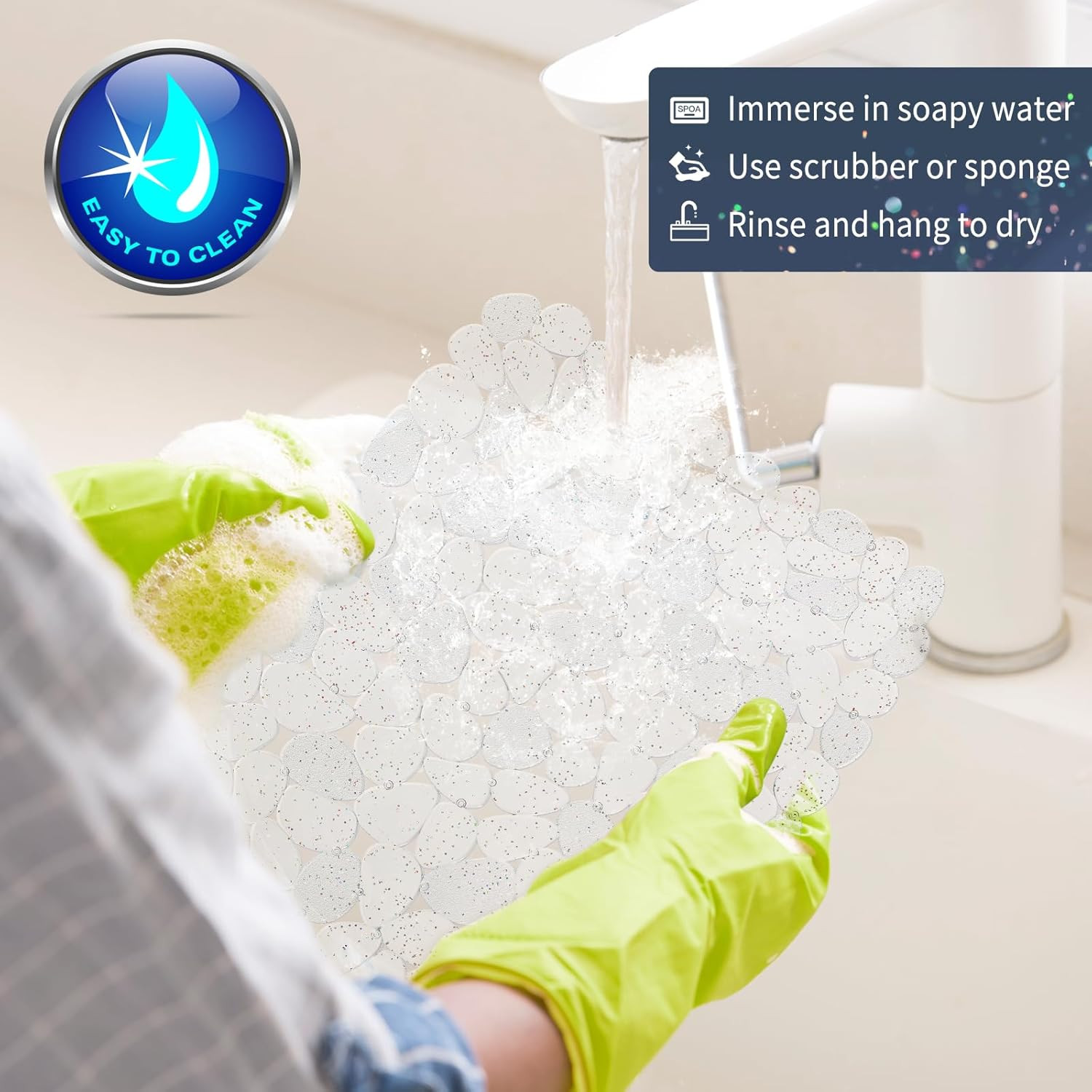 Pebble Sink Mats for Stainless Steel & Porcelain Sink, PVC Sink Saddle Protector