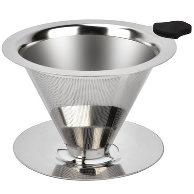 NKOVE Pour Over Coffee Dripper Stainless Steel Reusable Filter Silver 