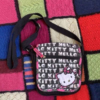 Hello Kitty Sanrio Crossbody Bag Black Pink With Adjustable Strap