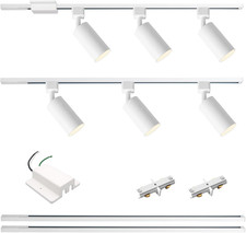 Modern 6-Light LED Track Lighting Kit with 6.6FT H Type Rails - White